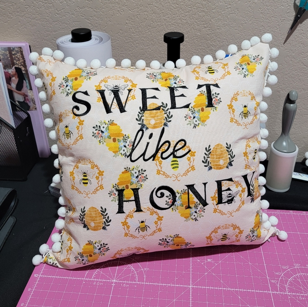 Cute Handmade Honey Bee Throw Pillow